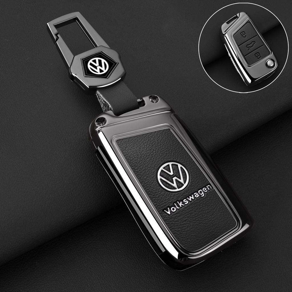 Pour VOLKSWAGEN alliage de zinc Cuir Housse de Protection Coque Porte-clés de Voiture pour VW Volkswagen Golf 7 MK7 Tiguan MK2 T-roc T-cross