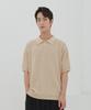 TESTAMENT Button Collar Short Sleeve Knit (Beige)