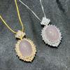 Fairy Pink Chalcedony Grade A Pendant Necklace with Pigeon Egg Agate Jade