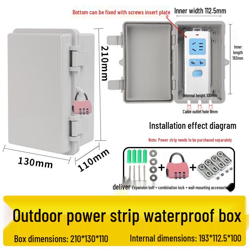 Zamykana wodoodporna skrzynka gniazdkowa zewnętrzna z osłoną przeciwdeszczową