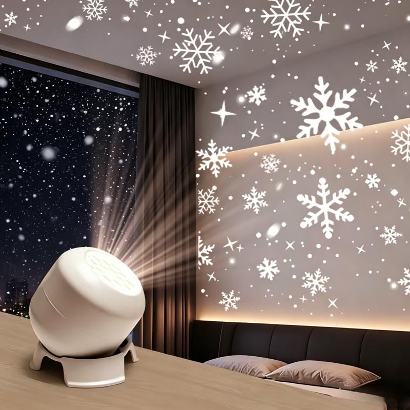 Led Ocean/Snowflake Projector Light 360 Degree Rotating Dynamic Night Light Rechargeable Usb Powered Ambient Lamp Decorative Lighting