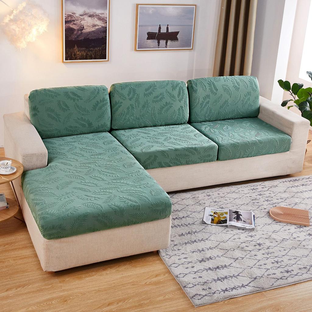 European Knitted Sofa Cover Delicacy Feather Pattern Cushion Cover Luxury Elastic Stretch Spandex Sofa Protector