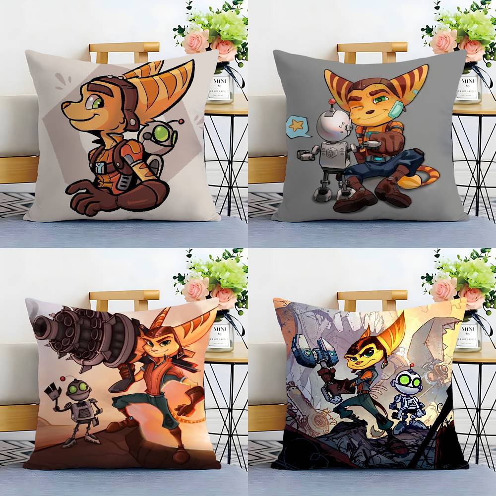 Cartoon RRatchet N CClank Pillow Case Plush Fabric Soft Double Sided Print Sofa Cushion Cover Throw Pillow Covers