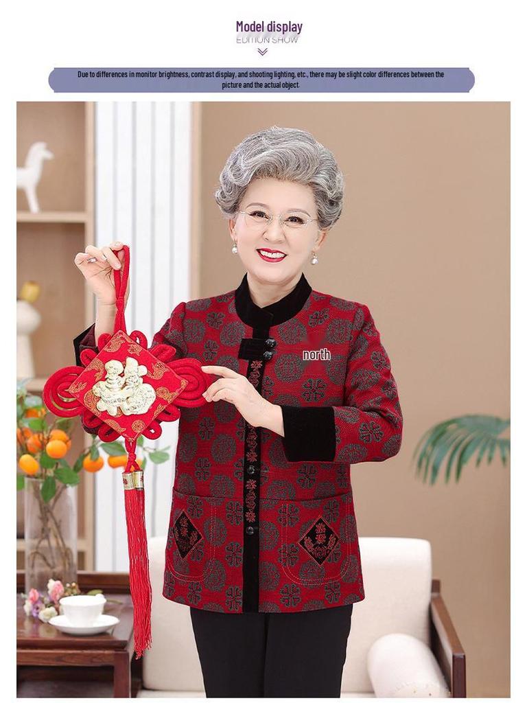 Omas Tang-Anzug: Warme Baumwoll-Oberbekleidung für Frauen mittleren Alters & ältere Frauen - Frühjahrs-, Herbst- & Winterstyles