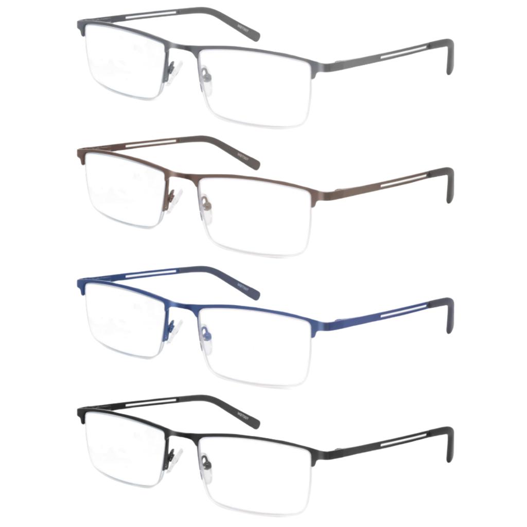 Blaulicht Lesebrille Herren Computerbrille Blendschutz Metallrahmen mit Federscharnier UV400 Schutz Augenbelastung Linderung