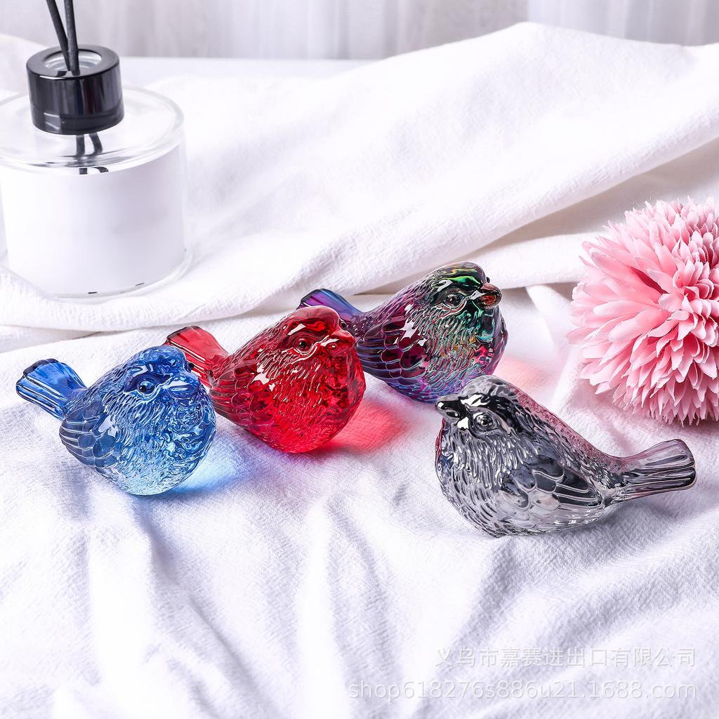 Artistic Glass Bird Figurine Collectible Crystal Desk Decoration For Bird Enthusiasts