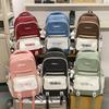 Women Contrast Color Stitching Backpack High School Students Schoolbag Men Large Capacity Backpack