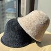 Fischerhut Damen Herbst und Winter High End Gesicht Zeigend Klein Eimerhut Ohne Make-up Gesicht Bedeckend und Warm Haltend Plüsch Beckenhut