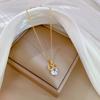 Titanium Steel Light Luxury Temperament Gorgeous Full Diamond Bow Necklace Women'S Versatile Collarbone Chain Titanium Steel Chain