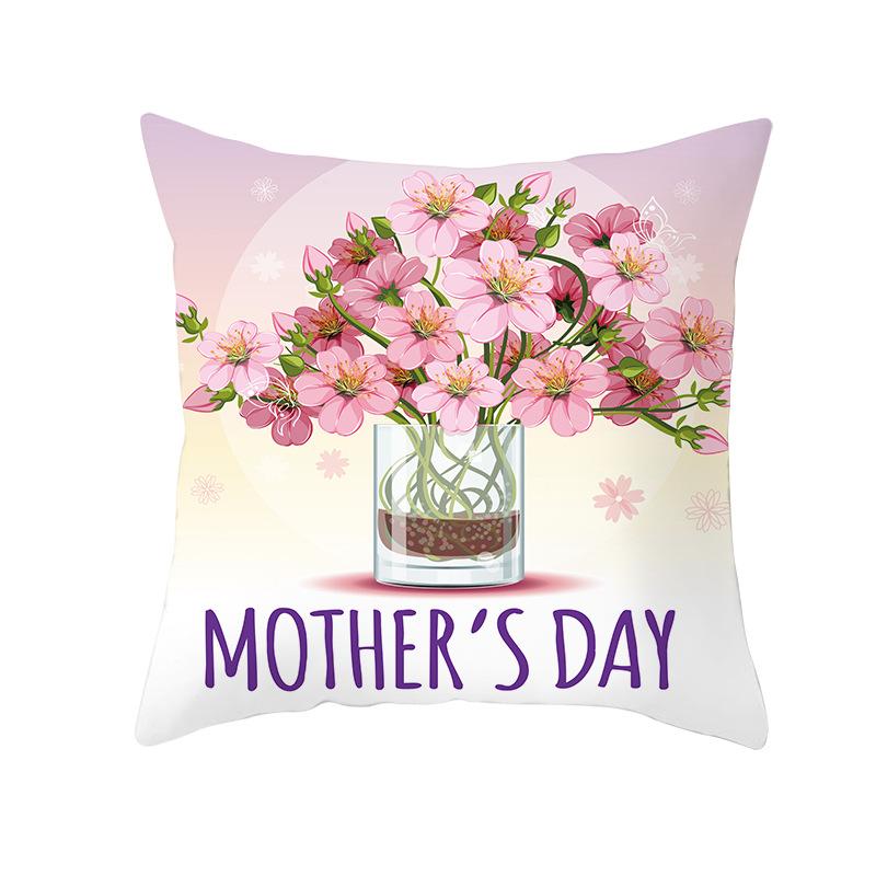 Mother's Day Pillow Peach Skin Printed Pillow Cover Sofa Cushion Cover Car Cushion Cover Home Decoration