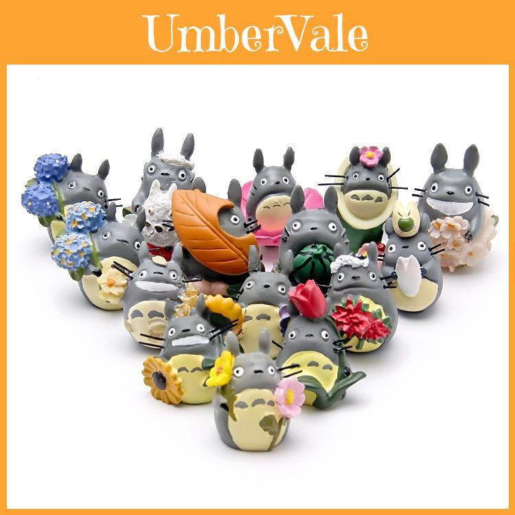 Sunflower My Neighbor Totoro Resin Figurine With Floral Theme For Garden Creative Diy Scene Decoration