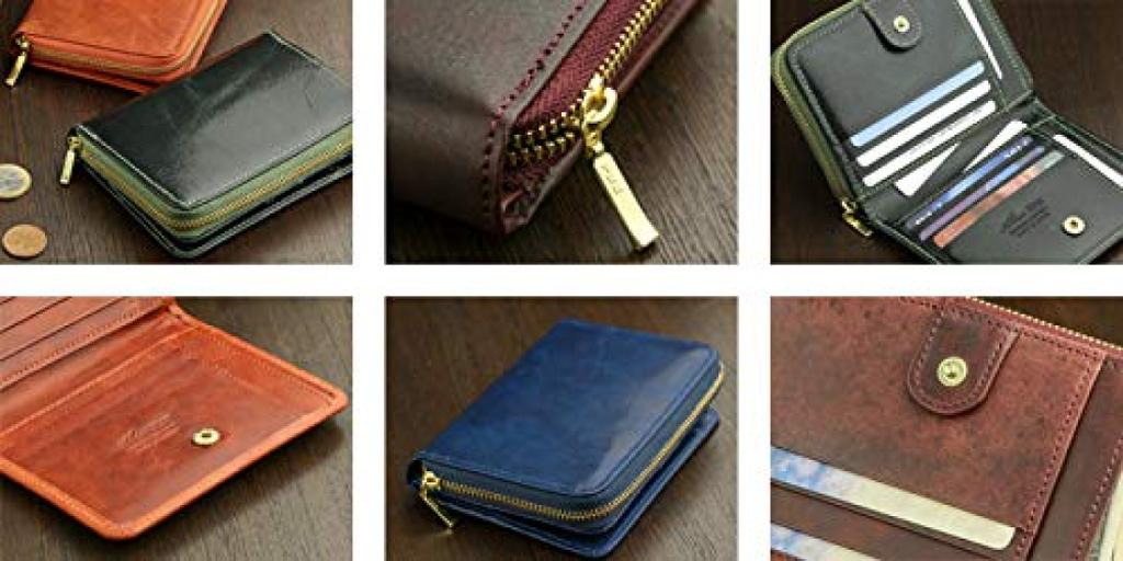 ABIES Vintage Wax Leather Wallet Made in Japan Bi-fold (Navy) -