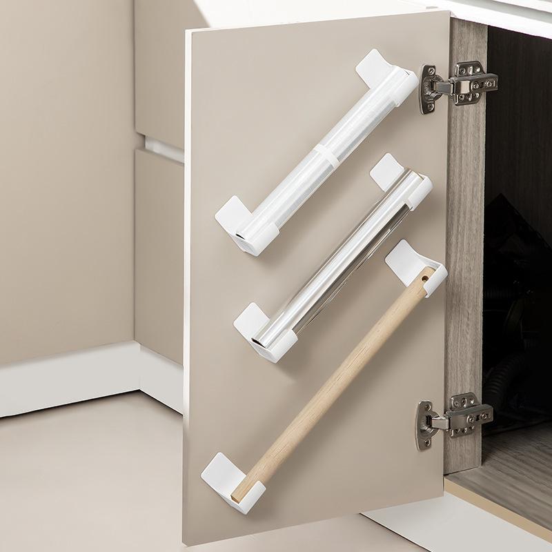 Adjustable Wall-Mounted Kitchen Trash Bag and Cling Film Rack