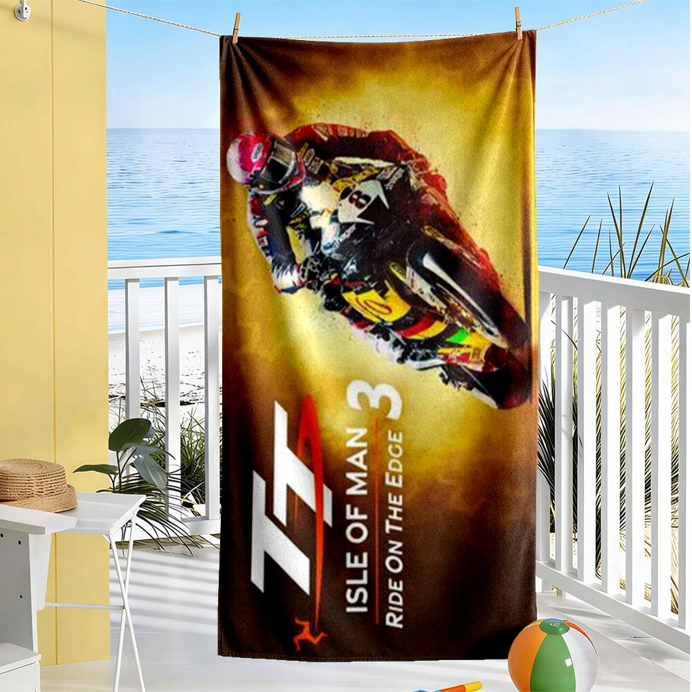 Isle Man Tt Beach Towel High Absorbency & Quick-Dry Comfortable Lightweight Perfect for Traveling Yoga Camping and Swimming