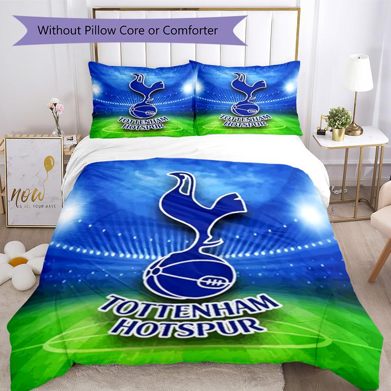 Tottenham Hotspur F.C Design Muster Bettbezug-Set – enthält 1 Bettbezug und 2 passende Kissenbezüge Schlafzimmerdekoration Weihnachtsgeschenke