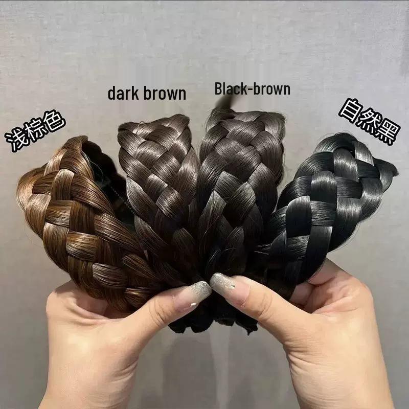 Five-Strand Braid Thick Wide Edge Handmade Fishtail Twist Headband for Women