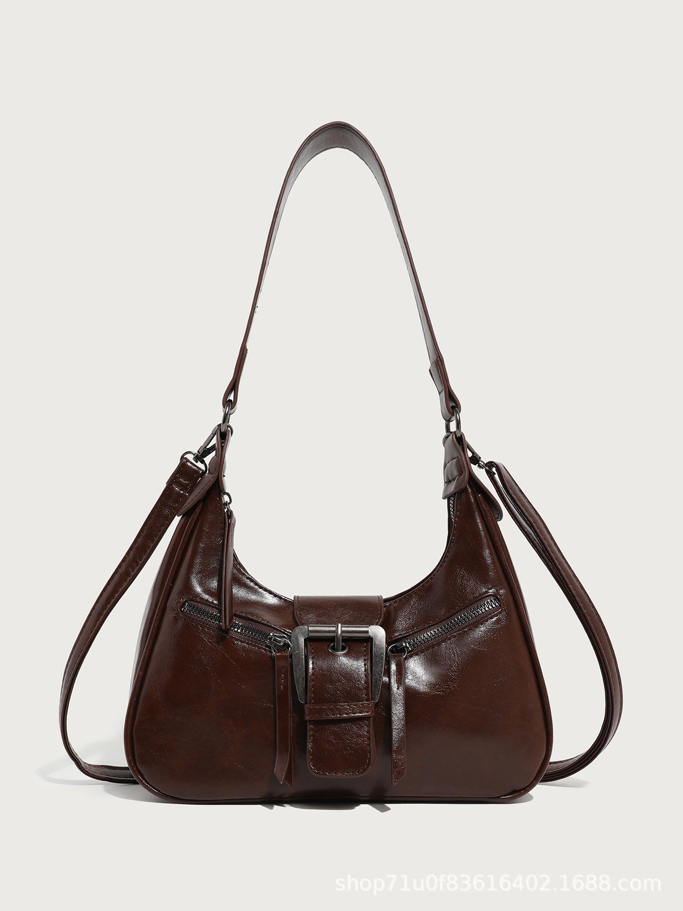 

Высококачественные нишевые женские сумки, сумки-подмышки, ретро-сумки в форме полумесяца, модные сумки, женские сумки-мессенджеры темно-коричневого