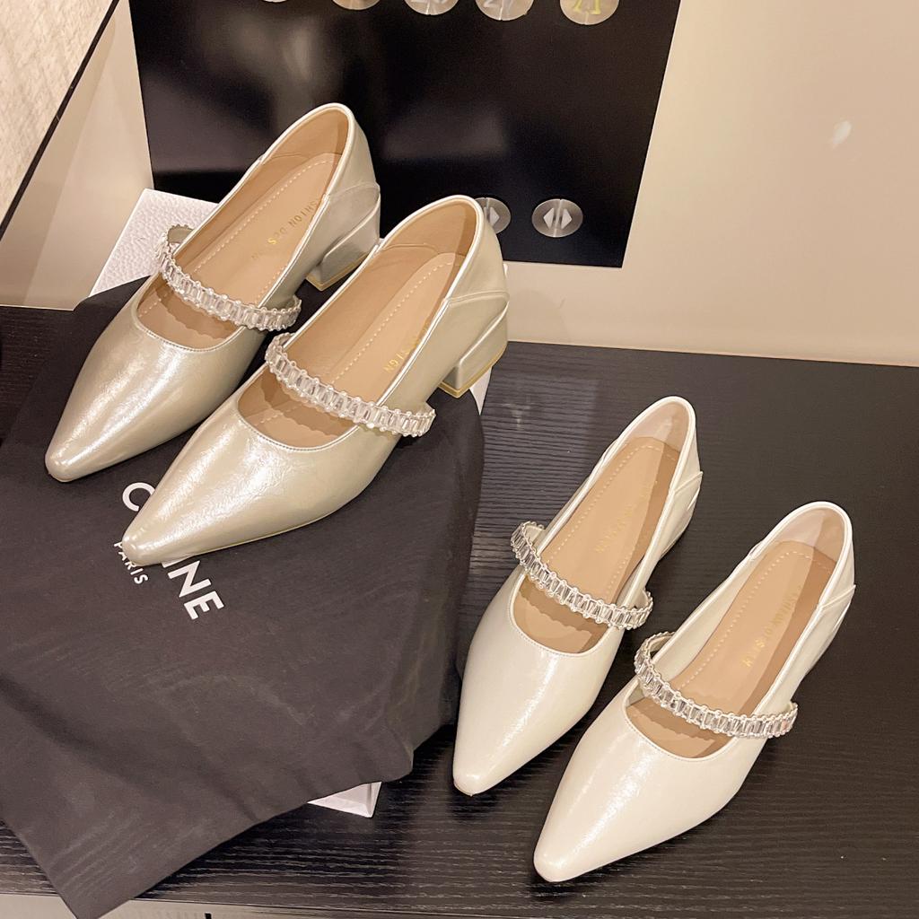 French Fairy Pointed High Heels Summer Temperament All-match Thick Heel Single Shoes Women's Shoes