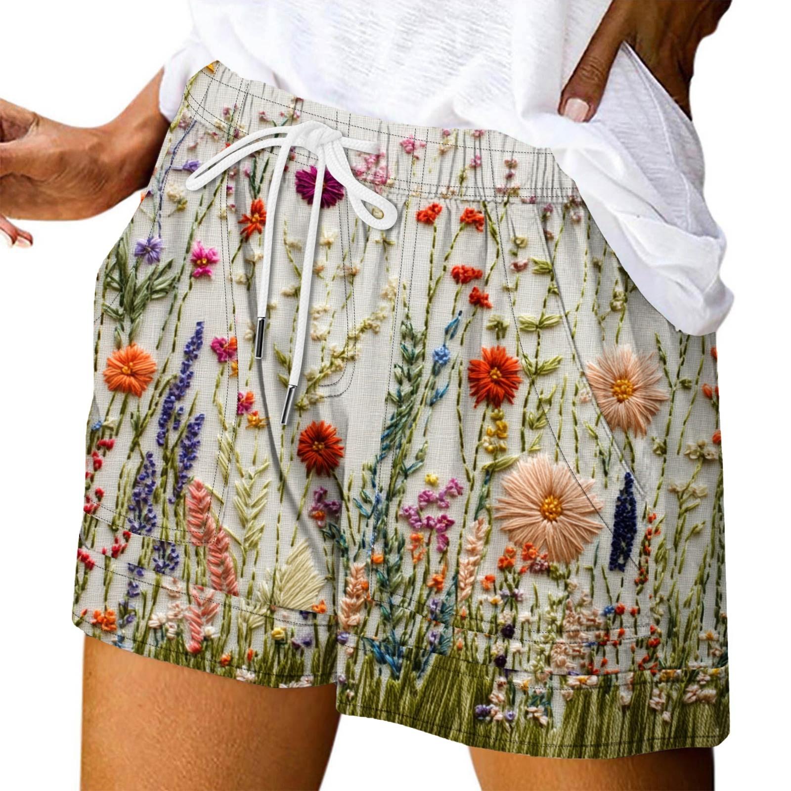 

Женские повседневные летние эластичные пляжные шорты с принтом повседневные шорты M