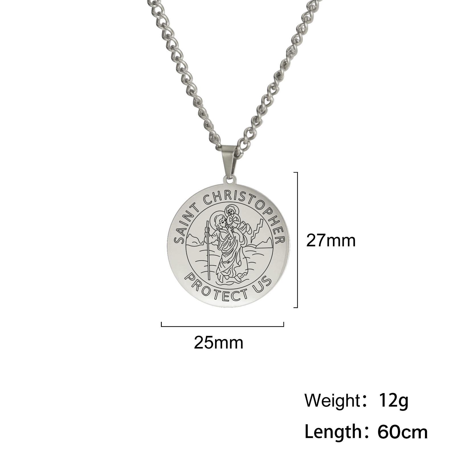 

My Shape Saint Christopher Florian Virgin Mary Pendant Necklaces for Women Men Boys Child Stainless Steel Religious Jewelry Gift 60cm