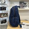 Denim Backpack Student Schoolbag Solid Color Backpack