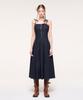 Etmont Front Zipper Pleats Slip Dress, Navy