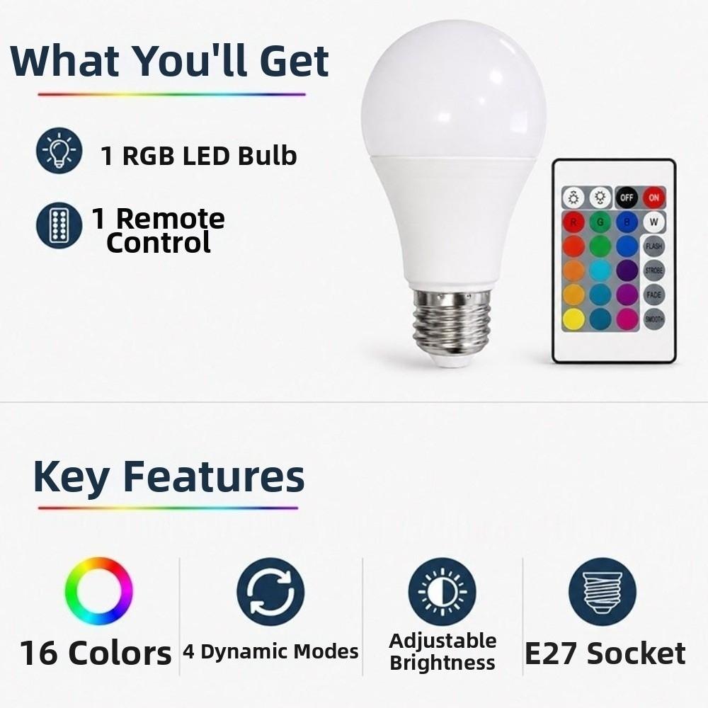 Multicolor RGB Color Changing Light Bulb Adjustable Brightness Color Changing Bulb
