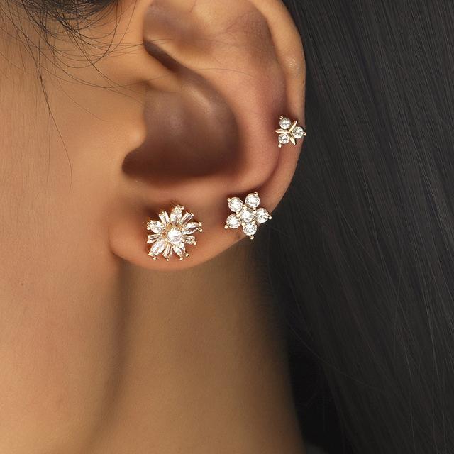 Ohrclips in Weißgold mit Zirkonia-Blättern für Damen und Herren, kreativer, schlichter Ohrclip ohne Piercing, trendiger Schmuck