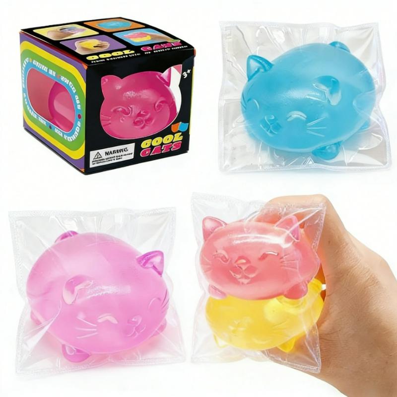 2 Stück Taba Squishy Vierfarbige Katzen-Quetschspielzeuge – Langsam aufsteigend, Stressabbau-Spielzeug, Büro-Schreibtischdekoration, Oster-, Halloween- & Geburtstagsfeier-Geschenke