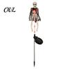 Glowing Skull Figurines for Lawn Solar Skeleton Yard Stake Light, Halloween Garden Decor Outdoor Lights with Cloak, Waterproof Lamp Haunted