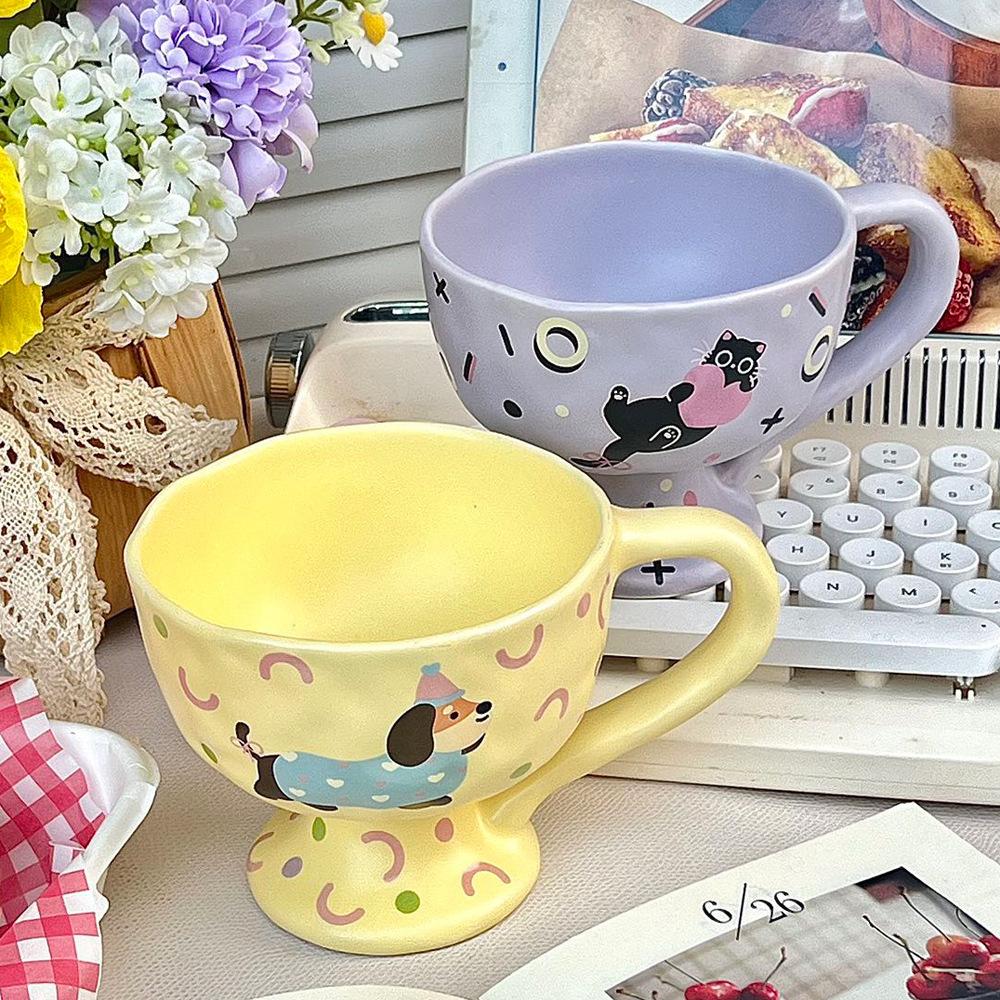 ins cartoon ceramic cup milk breakfast coffee tall water cup cute high value creative mug souvenir