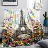 Paris Eiffel Tower Print Flannel Blanket, High quality Comfortable for All Seasons, Home Decor, Warmth and Comfort, Perfect for Christmas Gifts98