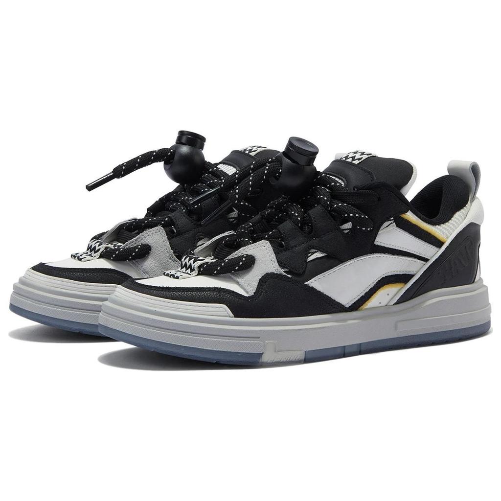 Li Ning Swag Confortabil Moale Elastic Anti-Alunecare Rezistent la Uzură Top Jos Bloc Gourd Pantofi Skate Pâine Top Jos Adidași Femei Negru AECT054-3