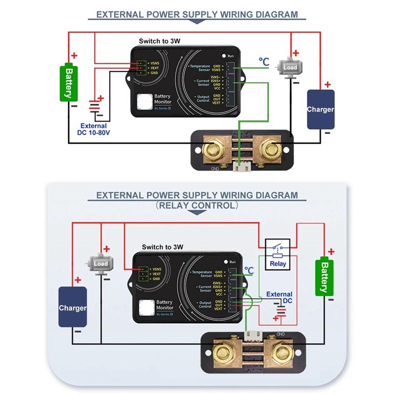 A96I-KL110F 0-120V 0-100A Battery Monitor Bluetooth Battery Tester Voltage Current VA Meter Battery Coulomb Meter