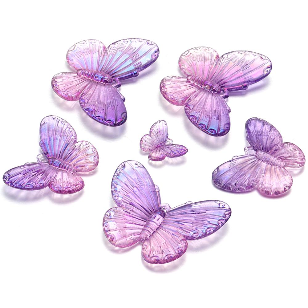 10-40pcs/lot Butterfly Acrylic Beads Gradient Color Loose Beads For Jewelry Making DIY Phone Case Handmade Gifts Accessories