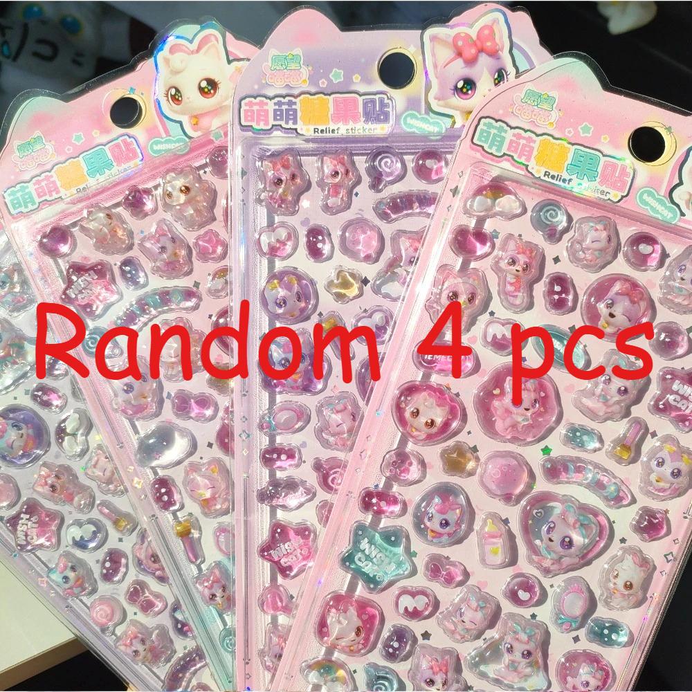 Cute Cartoon Candy Relief Stickers, 3D Shiny Decals for Kids Scrapbook Journal DIY Craft