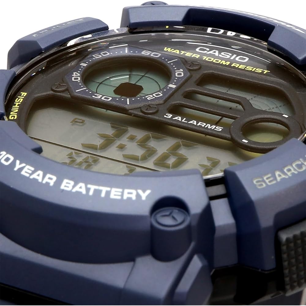 Casio WS-1500H-2AV Digital Men's Fishing and Moon Data Display Watch Grayish Navy Overseas Model