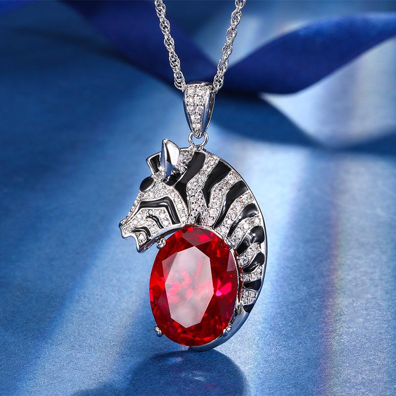 Autumn And Winter Jewelry Copper Bottom Gold-Plated Zebra Light Luxury Personality Exaggerated Pendant Main Stone 15 * 20