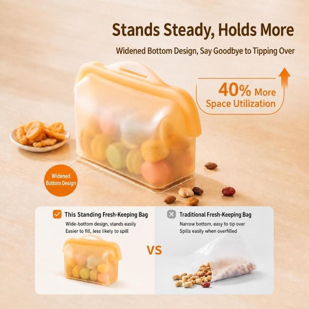 With Handle Fruit Storage Bags Leak-Proof Upright Freezer Bags Freezer Microwave Safe