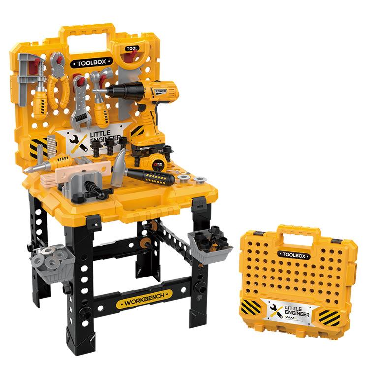 

Игровой домик DIY имитация электрической ударной дрели ящик для инструментов съемный стол для инструментов большой чемодан игрушка 98 шт жёлтый