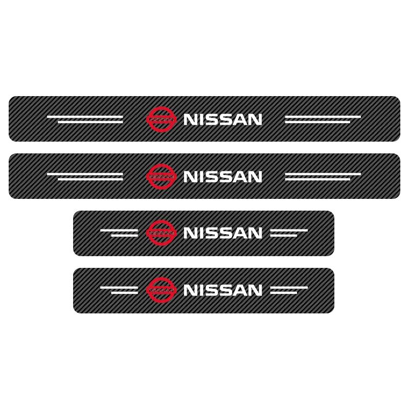 CBKSJY1 4Pcs Car Door Plate Carbon Fiber Threshold Protector Sticker For Nissan Nismo Almera Tiida Juke Teana Qashqai 350Z 370Z GTR