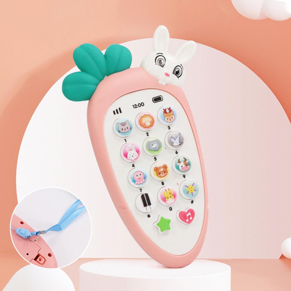 

Креативный мультяшный кролик морковь симуляция музыкальный телефон игрушки силикон можно жевать мобильные телефоны детское образование обучающие реквизиты подарки розовый