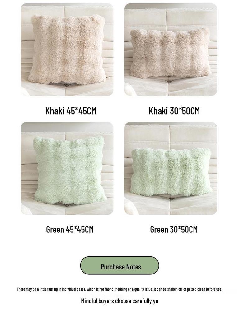 Rabbit Fur Plush Throw Pillow - Solid Color Fleece Cushion for Sofa, Bedroom, or Study