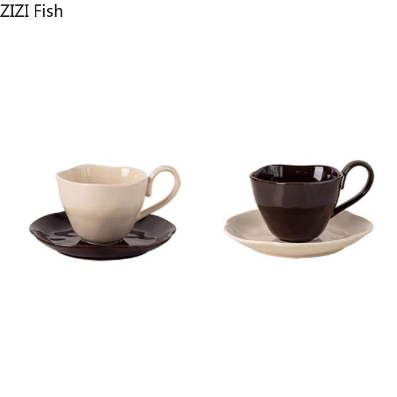 Creative Flower Shape Saucer Ceramic Cup&saucer Dining Table Coffee Cup Milk Tea Mugs Afternoon Tea Teacup Fruit Juice Container