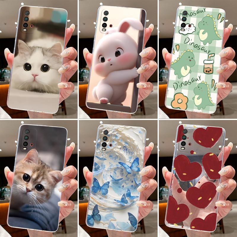 For Xiaomi Redmi 9T Case Shell For Redmi 9 Power Clear Silicone Jelly Soft TPU Back Cover Cute Rabbit Cat Dinasaur Phone Case