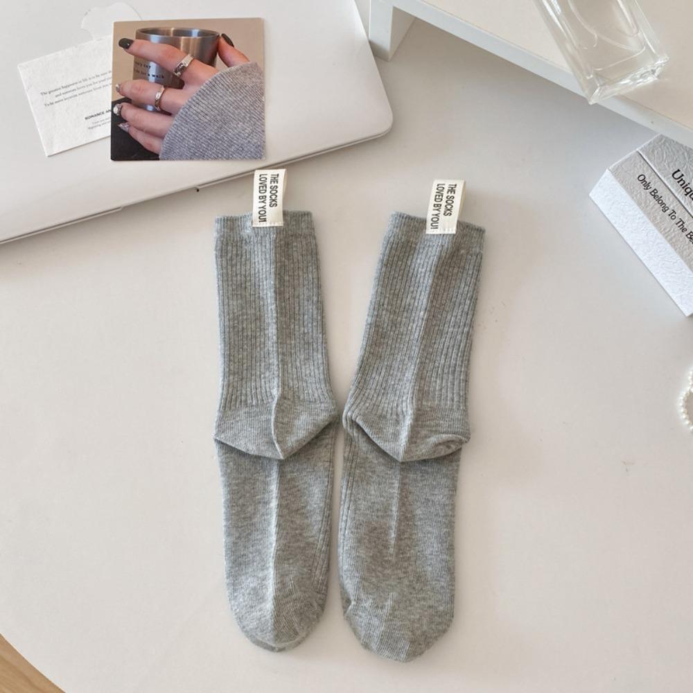 Heel Fabric Label Mid-Tube Socks Middle Tube Knitted Socks Fashion Snow Boot Socks  Fall