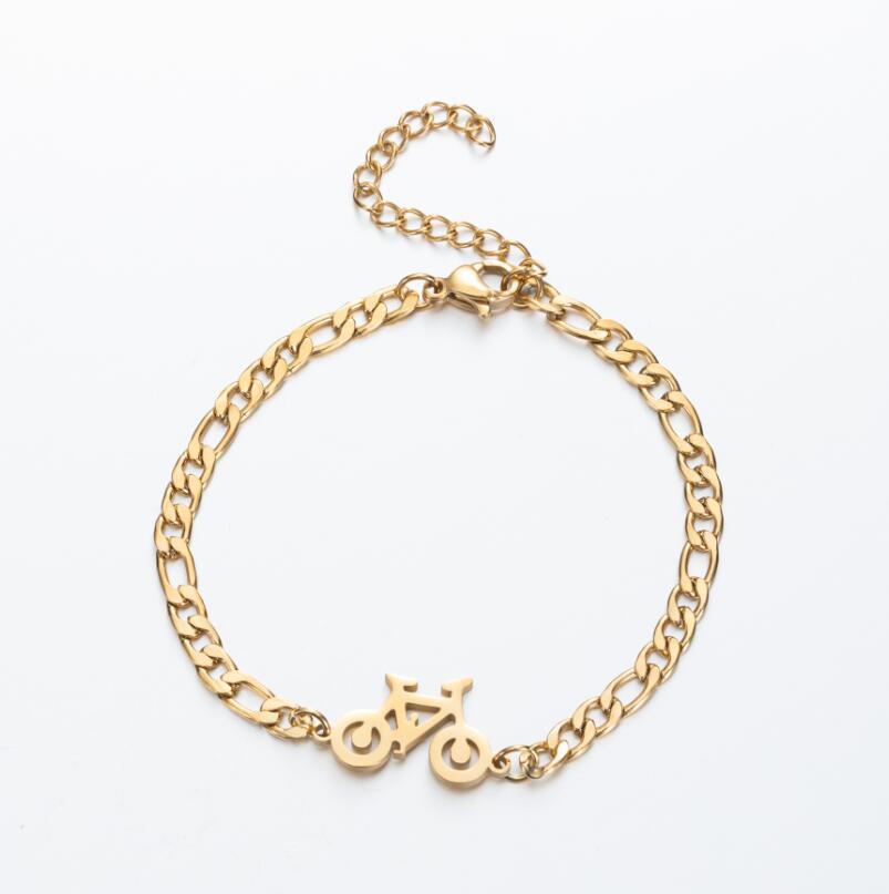 Stainless Steel Bicycle Pendant Bracelet - Hollow Design