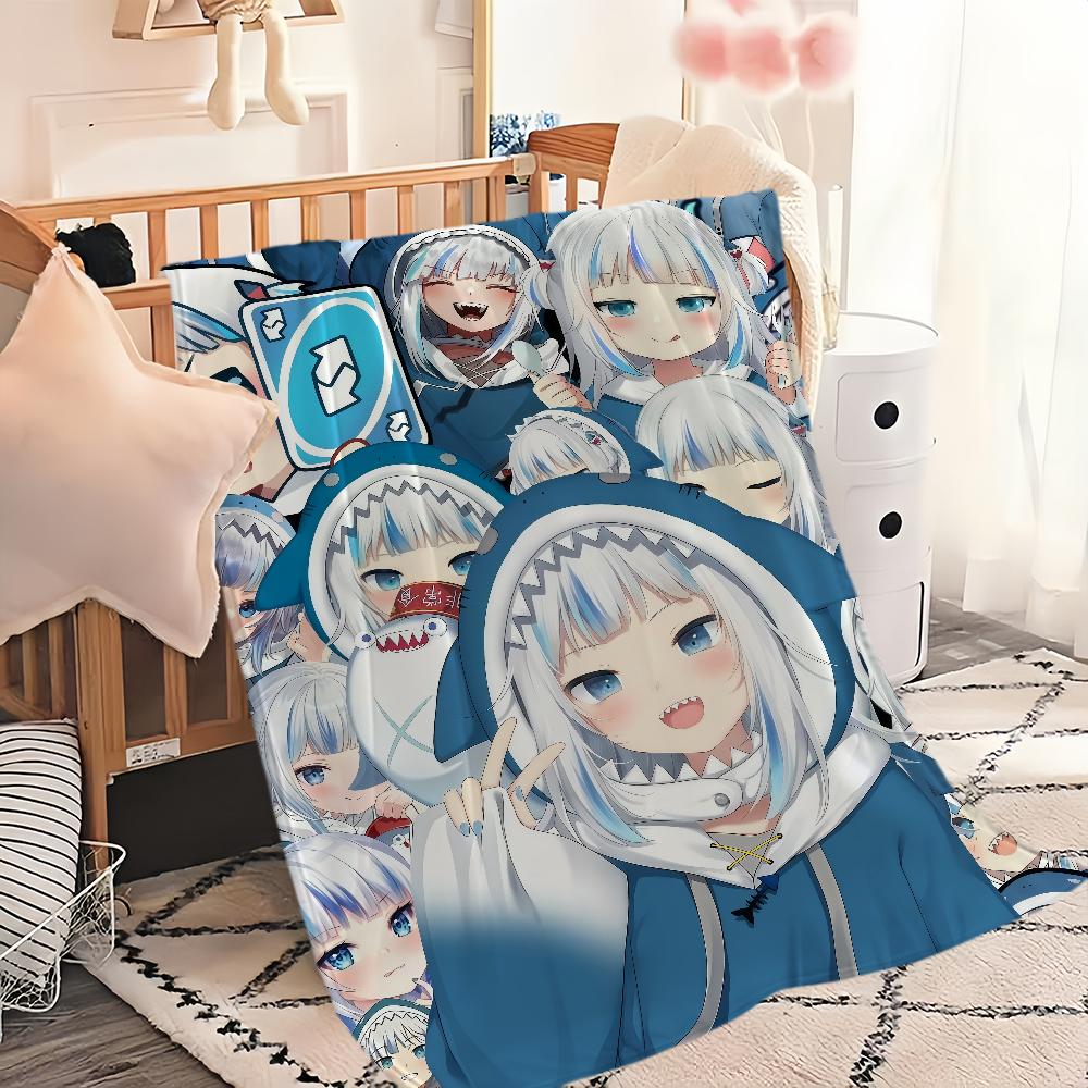 Kawaii Anime Girl Music Art G-gawr G-gura Blanket Flannel Warm Comfort Soft Plush Blanket Sofa Living Room Bedroom Travel Gift