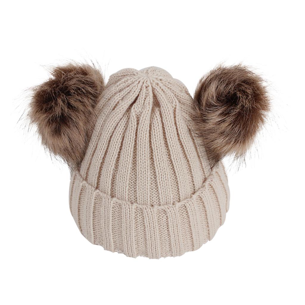 Baby Hat And Scarf Set With Faux Raccoon Fur Balls Winter Warm Knitted For 6-36 Months Infant Toddler Accessories