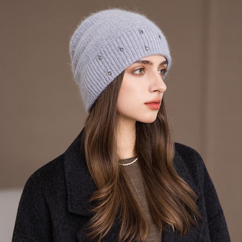 Królicze włosy dzianinowa torba czapka damska zimowa wiatr i zimno pulower wełna moda termiczna czapka